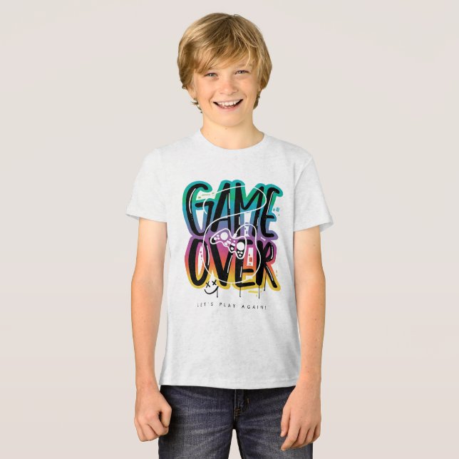 Game over graffiti joystick gamer Tri-Blend shirt (Vorderseite voll)