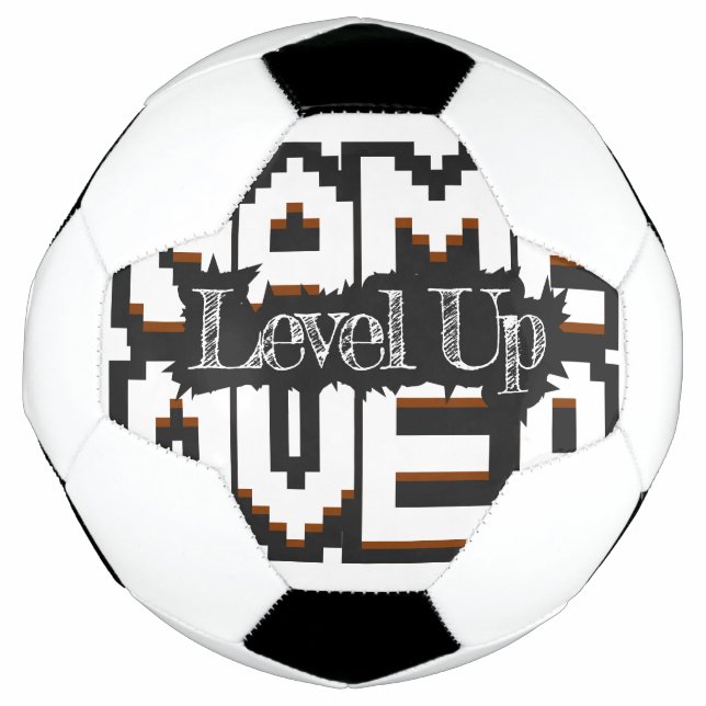Game Over, Level Up: Pixelated Retro Game Welt Fußball (Vorderseite)