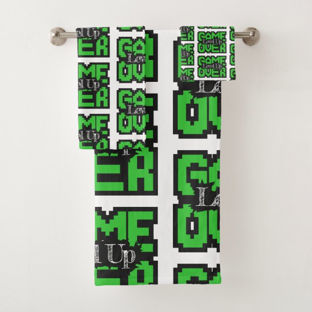 Game Over, Level Up: Retro-Pixel-Sandbox-Abenteuer Badhandtuch Set (Insitu)