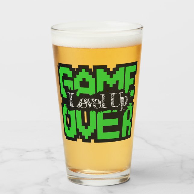 Game Over, Level Up: Retro-Pixel-Sandbox-Abenteuer Glas (Vorne (Gefüllt))