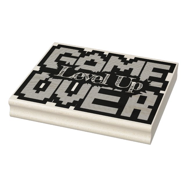 Game Over, Level Up: Retro-Pixel-Sandbox-Abenteuer Gummistempel (Stempel)