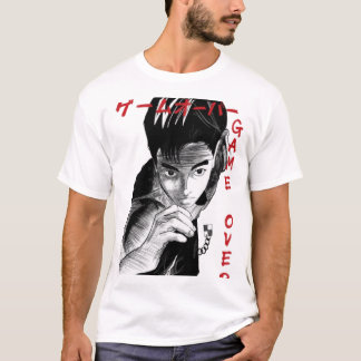 Game Over Manga-Stil Gamer-Skizze Grafik-T-Shirt T-Shirt