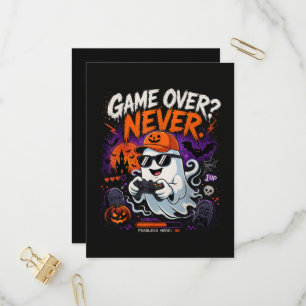 Game Over Nie Lustiger Gamer-Geist Halloween Einladungspostkarte