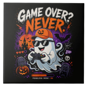 Game Over Nie Lustiger Gamer-Geist Halloween Fliese