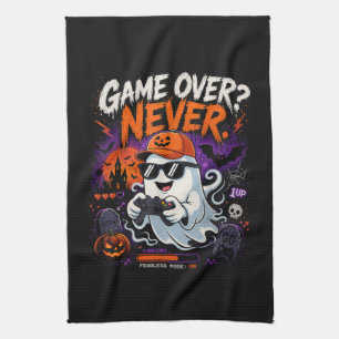 Game Over Nie Lustiger Gamer-Geist Halloween Geschirrtuch