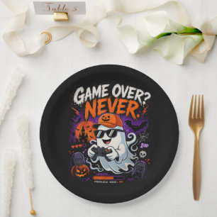 Game Over Nie Lustiger Gamer-Geist Halloween Pappteller
