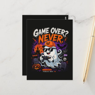 Game Over Nie Lustiger Gamer-Geist Halloween Postkarte