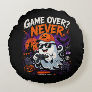Game Over Nie Lustiger Gamer-Geist Halloween Rundes Kissen