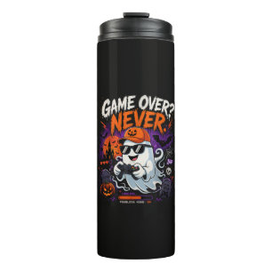 Game Over Nie Lustiger Gamer-Geist Halloween Thermosbecher