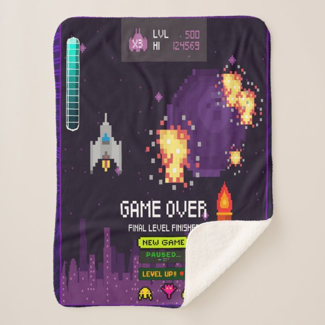Game over purple blanket sherpadecke (Vorderseite)
