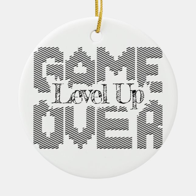 Game Over: Restore Old-School Fun, Level Up Today Keramik Ornament (Vorne)