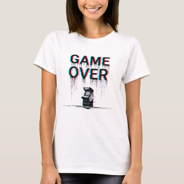 Game Over - Retro Pixel Art Arcade T - Shirt (Vorderseite)