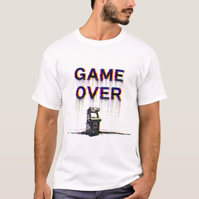 Game Over - Retro Pixel Art Arcade T - Shirt (Vorderseite)