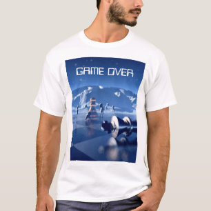 Game Over. Schachfiguren auf Planetenszene T-Shirt