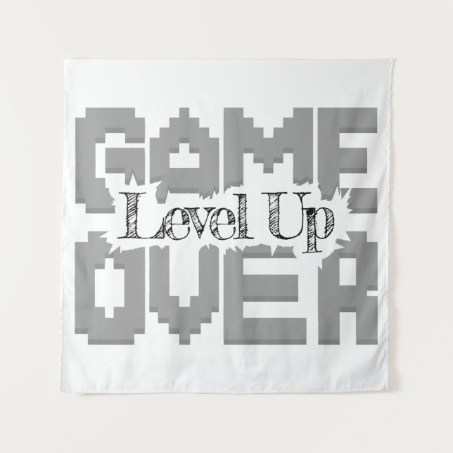 Game Over: Stellen Sie altmodischen Spaß wieder he Wandteppich (Vorderseite)