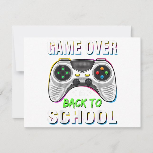 Game Over To School Shirt Funny Kids First Da Dankeskarte (Vorderseite)