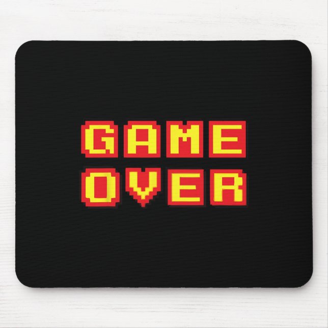 Game Over Vintage Retro Videospiele Gaming Geschen Mousepad (Vorne)