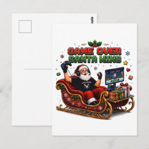 Game Over Weihnachtsmann gewinnt Weihnachten Gamer Postkarte