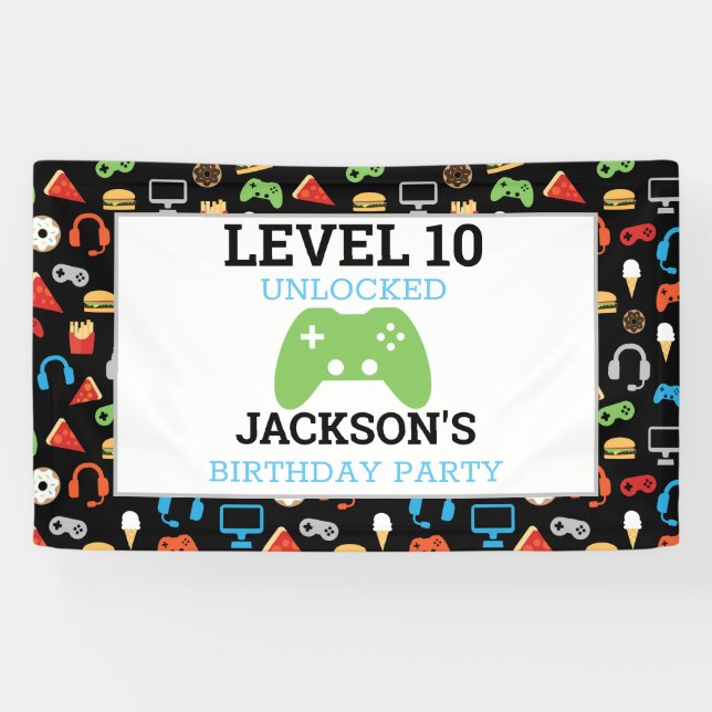 Game Party Level Up Kindergeburtstag Gamer Banner (Horizontal)