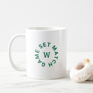 Game Set Match Grüne Monogramm-Tennis Kaffeetasse