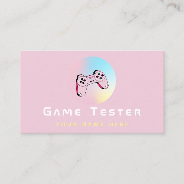 Game Tester Developer Holographic Controller Girly Visitenkarte (Vorderseite)