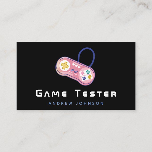 Game Tester Niedlich Retro Controller Gamer Develo Visitenkarte (Vorderseite)