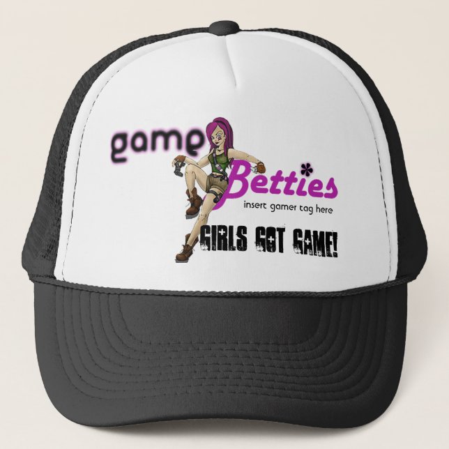GameBetties hat_Black Truckerkappe (Vorderseite)