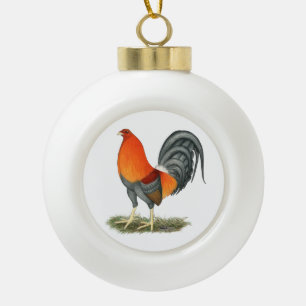 Gamecock Blue Red Rooster Keramik Kugel-Ornament