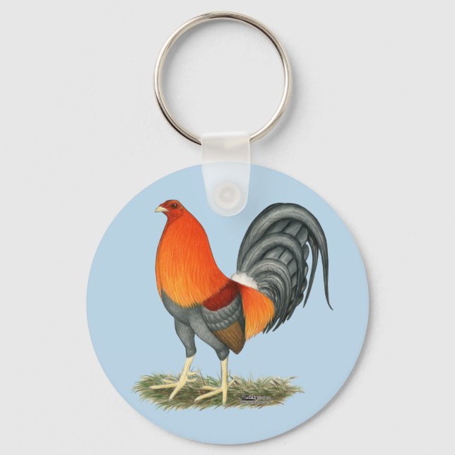 Gamecock Blue Red Rooster Schlüsselanhänger (Vorderseite)