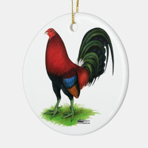 Gamecock: Dunkelrot Keramikornament