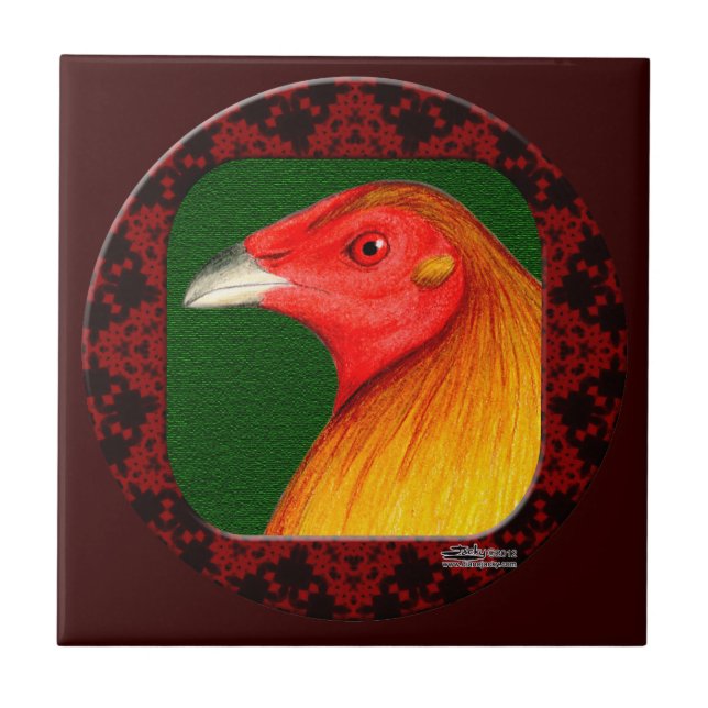 Gamecock gerahmt fliese (Vorderseite)