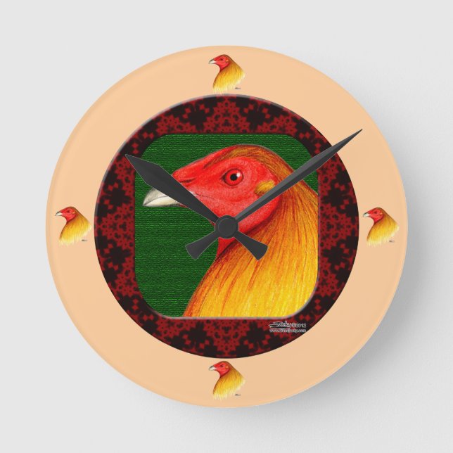 Gamecock Gerahmt Runde Wanduhr (Vorderseite)