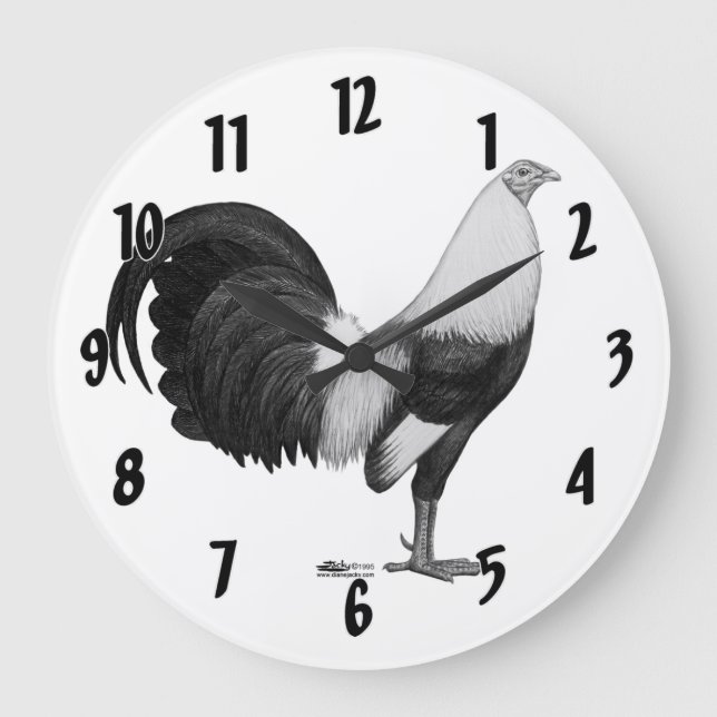 Gamecock Grauente Große Wanduhr (Vorderseite)