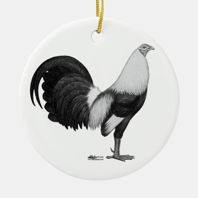 Gamecock Gray Duckwing Keramikornament (Vorne)