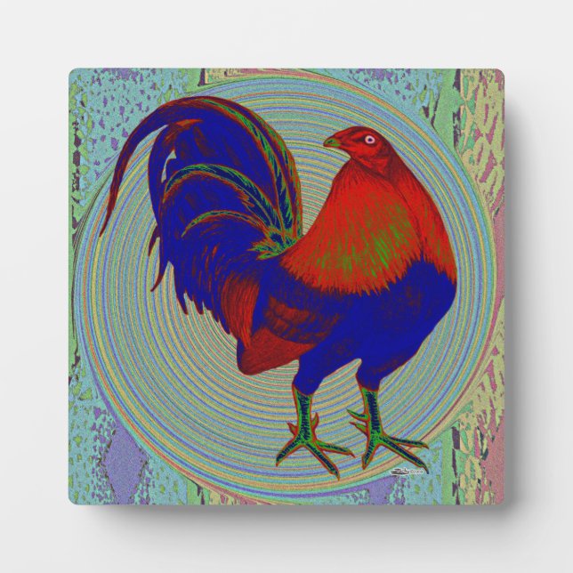 Gamecock: Impressionist Rooster Fotoplatte (Vorderseite)