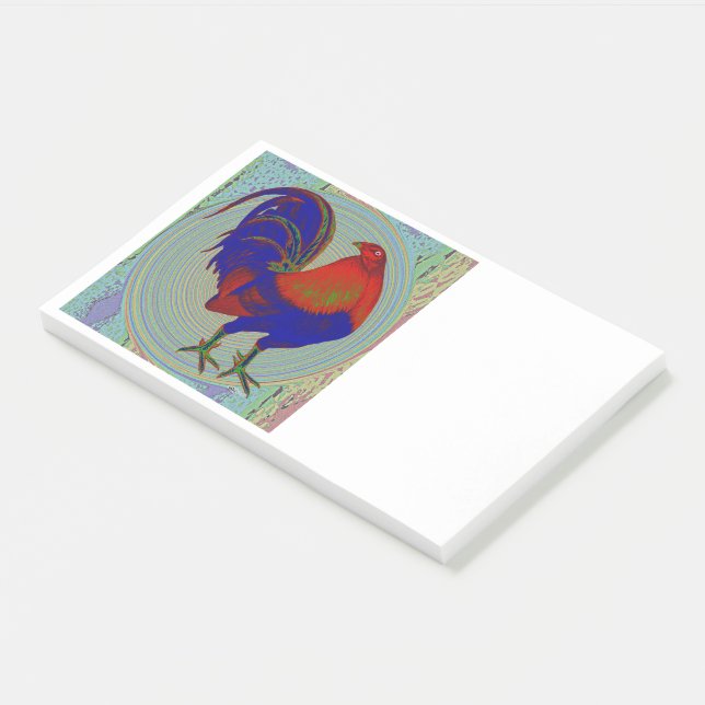 Gamecock: Impressionist Rooster Post-it Klebezettel (angewinkelt)