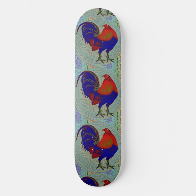 Gamecock: Impressionist Rooster Skateboard (Vorderseite)