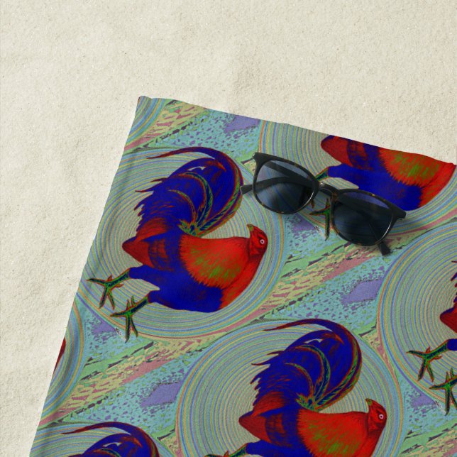 Gamecock: Impressionist Rooster Strandtuch (Beispiel)