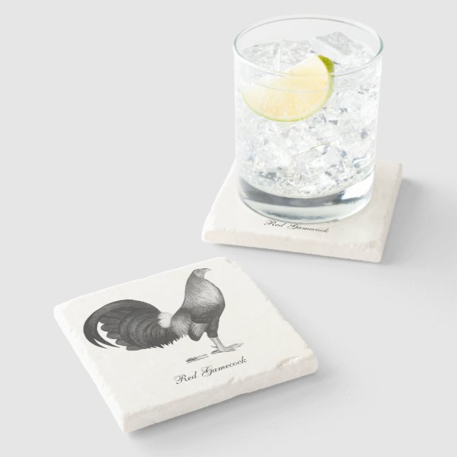 Gamecock Red Hatch Steinuntersetzer (Seitenansicht)