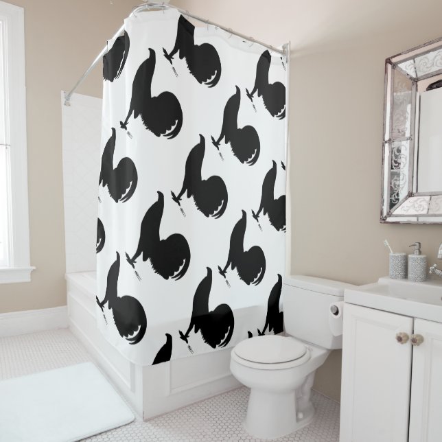 Gamecock Rooster-Silhouette Duschvorhang (Beispiel)