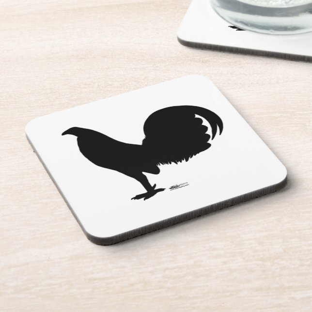 Gamecock Rooster-Silhouette Getränkeuntersetzer (Linke Seite)