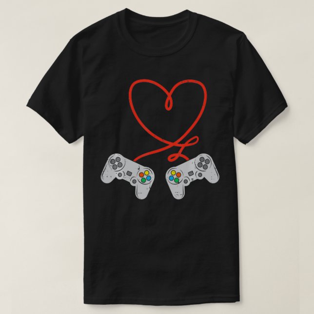 Gamecontroller Heart Mens Valentinstag Gamer Bo T-Shirt (Design vorne)