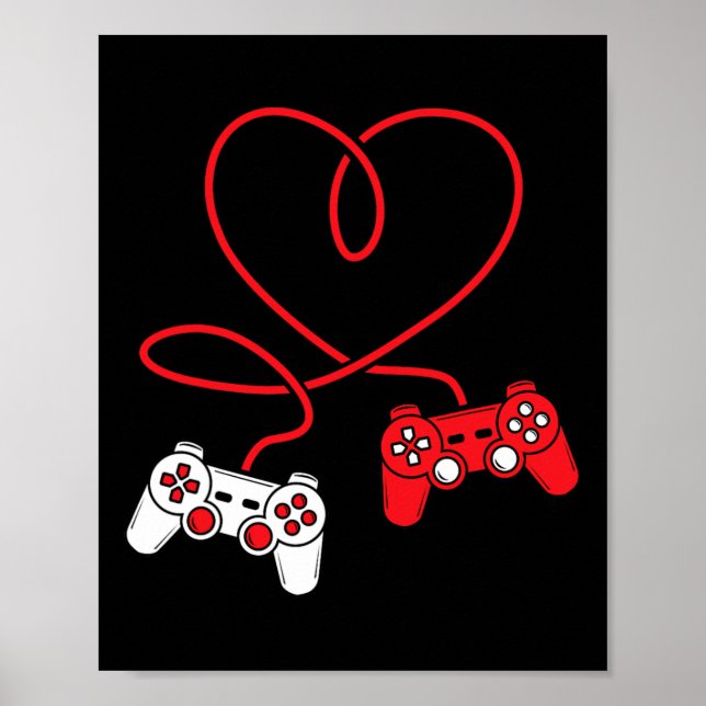 Gamecontroller Herz Funny Valentinstag Boy &am Poster (Vorne)