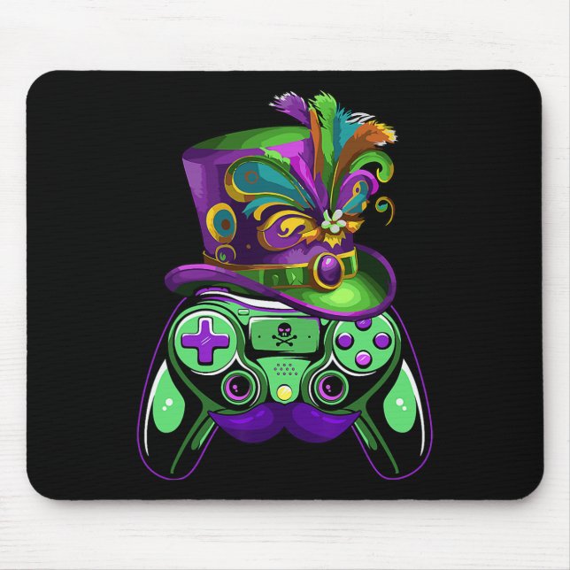 Gamecontroller Mardi Gras Gamers Kinder Mädchen Mä Mousepad (Vorne)