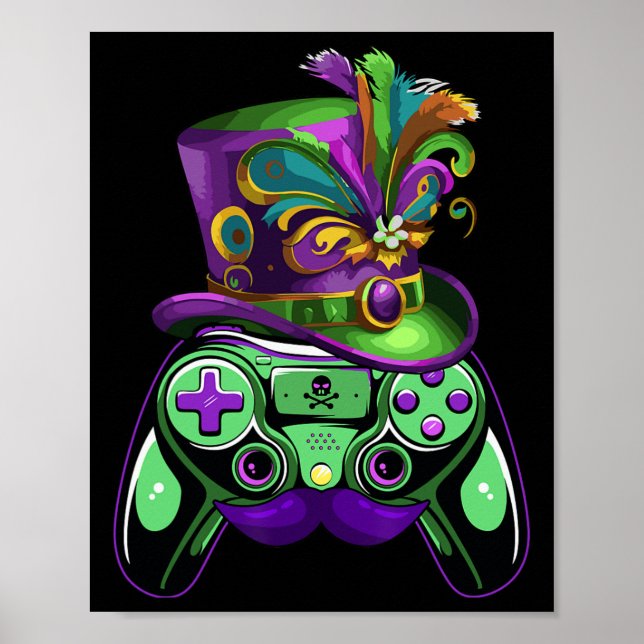 Gamecontroller Mardi Gras Gamers Kinder Mädchen Mä Poster (Vorne)