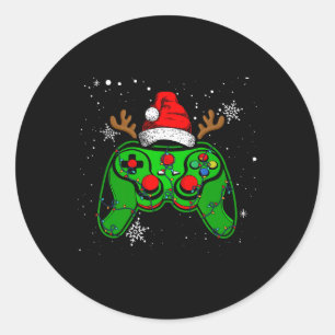 Gamecontroller Weihnachts-Weihnachtsmannmütze Game Runder Aufkleber