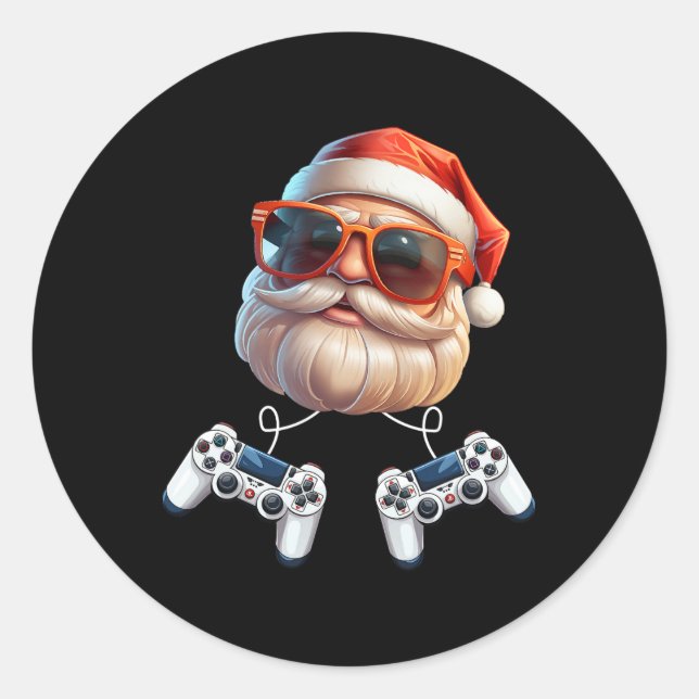 Gamecontroller WeihnachtsGamer-Gamingenthusiast Runder Aufkleber (Vorderseite)