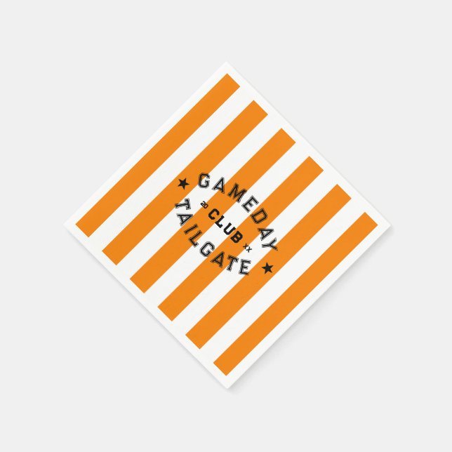 Gameday Tailgate Club Orange Strip Custom Party Serviette (Ecke)