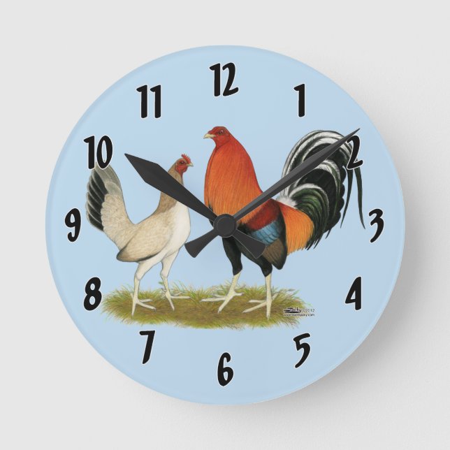 Gamefowl Wheatens Runde Wanduhr (Vorderseite)