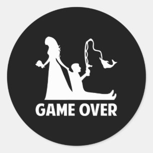 Gameover Bride Groom Wedding Bachelor Bachelorette Runder Aufkleber